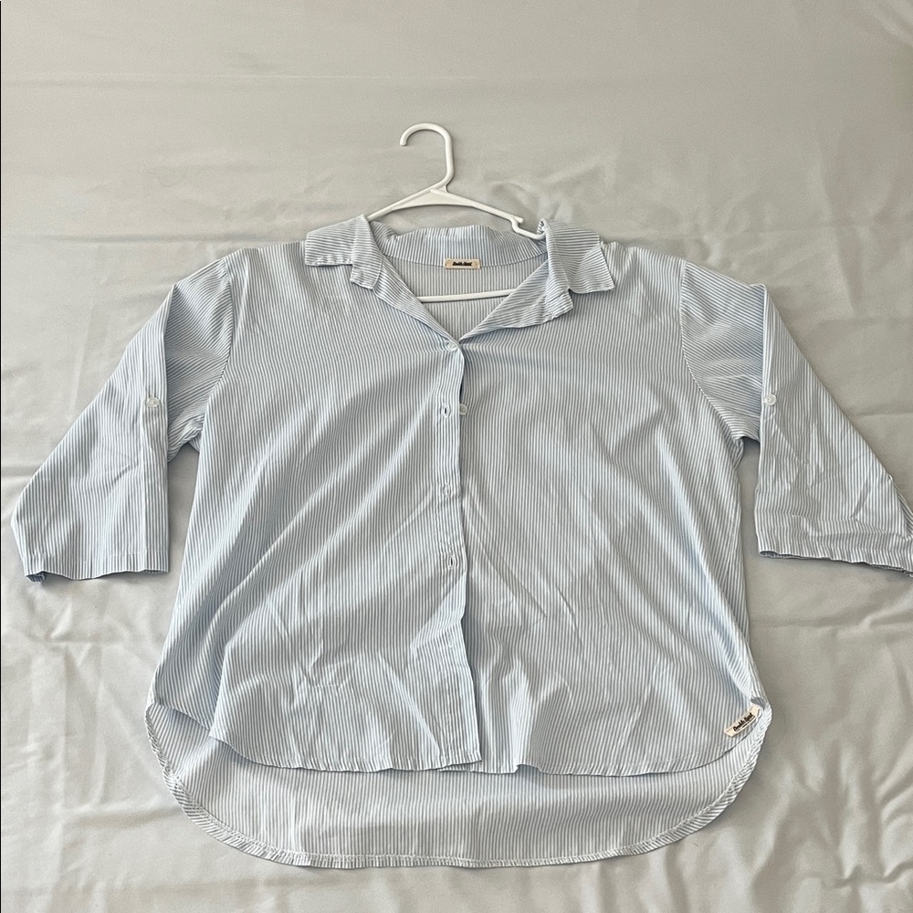 Blue and White Striped Shirt